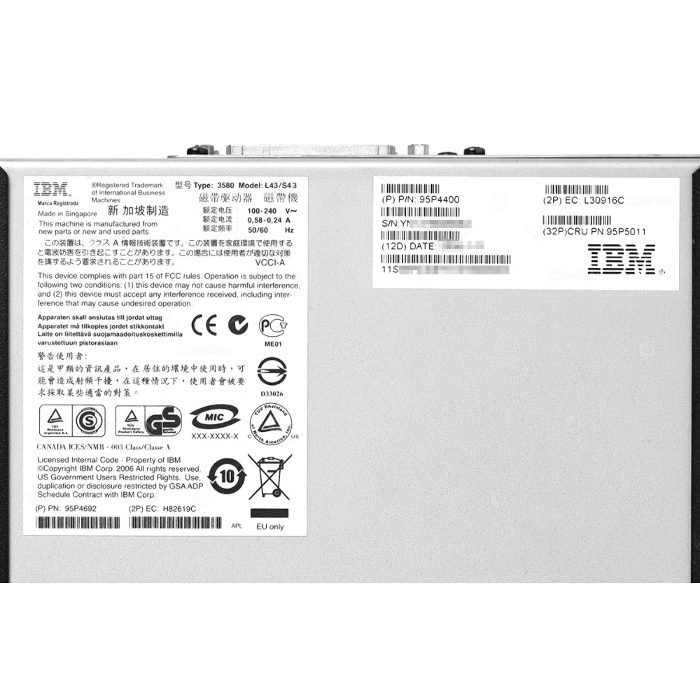 95P4400 IBM 800GB/1600GB LTO4 SCSI LVD TS2340 EXTERNAL TAPE DRIVE